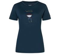 super.natural - Women's Wood Craftine Tee - Merino shirt size L, blue/ various