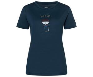 super.natural - Women's Wood Craftine Tee - Merino shirt size M, blue/ various