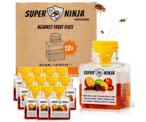 Super Ninja Fruit Fly Trap - 12 Pack - Highly Effective Ecological Fruit Fly Traps Indoor - Fruit Fly Killer