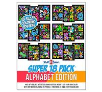 Super Pack of 18 Fuzzy Velvet Coloring Posters (Alphabet Edition) - Great Kid Friendly and Educational Activity Helps Promote Creative Learning Fun [Kids, Toddlers, Preschool, Kindergarten]