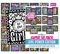 Super Pack of 18 Fuzzy Velvet Coloring Posters (Girl Power Edition) - Great for Arts and Crafts, Inspiration, Confidence, Travel, Quiet Time, Sharing, Parties [All Ages: Girls, Toddlers, Teens]