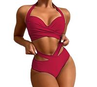 Super Padded Push up Bikini Hollow Out Bathing Suit for Women High Waisted Women's Bikinis Sexy V Neck Womens Swimming Costume Criss Cross High Waisted Bikinis Shapewear Swimwear Sales