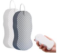 Super Peeler Sponge - Bath Exfoliator Tool, Skin Scrubber Pad | 3D Mesh Body Cleaner, Gentle Skin Smoother Sheet, Soft Peeling Sponge for Adult, Child Bathing, Pregnancy Hygiene (White) (White+Gray)