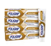 Super Poligrip Extra Care Denture Adhesive Cream, Zinc Free Denture Cream - 2.2 Ounces (Pack of 4)