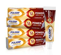 Super Poligrip Power Max Power Hold plus Seal Denture Adhesive Cream Denture Cream for Secure Hold and Food Seal Flavor Free - 2.2 oz (Pack of