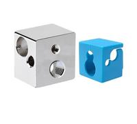Super Print Updated High Temperature I3 Mega Plated Copper Heater Block, with Silicone Sock for I3 Mega/Mega S/Pro/Mega X/Zero 2.0/Chiron/Kobra/Kobra GO/Kobra Neo V5 Print J-Head Hotend.(1PC)