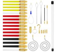 Super Pro 16M Cable Access Rod and 17pcs Attachments Accessories Set, Electricians Tools Including 16 x 1m Rods, Electric Wire Puller, Cable Installation Access Fishing Tool, Electrical Fish Tape
