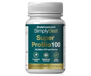 Super Pro Bio 100 | 100 Billion CFU per Serving | 16-Strain Live Bio Culture Complex | Helps Maintain a Balanced Gut Microbiome | Vegan Friendly | 60 Capsules = 1 Month Supply | Made in The UK