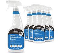 Super Professional Glass & Stainless Steel Cleaner 750ml x 6 - H4 - Streak Free - Fresh Fragrance, Green