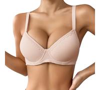 Super Push Up Bra 2 Sizes Bigger Padded Push Up Shockabsorber Sports Bra Sexypadded Support Underwire Bralettes Soft Comfort Full Coverage Adjustable Straps T ShirtPlunge Bra (Beige-B, 40B)