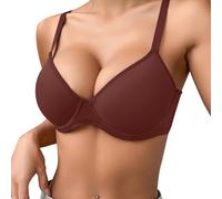 Super Push Up Bra 2 Sizes Bigger Padded Push Up Shockabsorber Sports Bra Sexypadded Support Underwire Bralettes Soft Comfort Full Coverage Adjustable Straps T ShirtPlunge Bra (Brick Red, 34C)