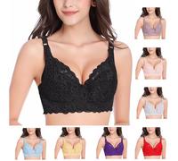 Super Push up Bras for Women Sexy Floral Lace Plus Size Full Coverage Ladies Solid Color Bras (No Underwire) Comfortable Brassiere with Adjustable Shoulder Strap Floral Secrets Bra UK Gift for Women