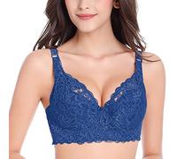 Super Push up Bras for Women Sexy Floral Lace Plus Size Full Coverage Ladies Solid Color Bras (No Underwire) Comfortable Brassiere with Adjustable Shoulder Strap Floral Secrets Bra UK Gift for Women