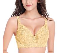 Super Push up Bras for Women Sexy Floral Lace Plus Size Full Coverage Ladies Solid Color Bras (No Underwire) Comfortable Brassiere with Adjustable Shoulder Strap Floral Secrets Bra UK Gift for Women