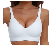 Super Push Wireless Push Up Bra with Full Coverage for Women, Seamless Bras with Soft Support, Normal and Large Size Bustier with Padding, White, 4XL