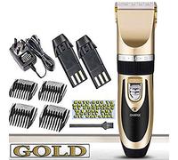 Super Quiet Hair Clippers Cordless Battery Electric Hair Cutting Machine Rechargeable Hair Clipper Trimmer Home Barber Clippers Set(Gold)