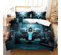 Super Racing Car Pattern Bedding Set King（220x240cm）, 3D Printed Formulaone Quilt Cover with Zipper Closure, Duvet Cover with Pillowcase for Kids & Adults