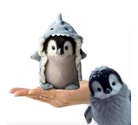 Super Realistic Plush Decor - Penguin, 2025 New Real Stuffed Animal Penguins Figurines, Ultra-soft Plush, Soft Cute Stuffy, Penguins Stuff Pets Plushies Figures, for Kids & Adults Penguin+SharkCape