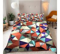 Super Reversible King Duvet Cover Set Geometric Shapes 3D Printed Abstract Bedding Soft Microfiber Quilt Cover Set 3 PCs Comforter Cover with Zipper Closure and 2 Pillowcases 50x75 cm B-3