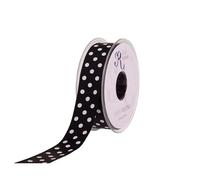 SUPER RIBBONS®™ Full Reel 10mm Polka Dot/Spotty Satin Ribbon, 20 Metres on Reel- Black