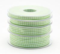 SUPER RIBBONS®™ Full Reel 10mm Quality Gingham Ribbon, 20 Metres on Reel- Apple Green