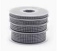 SUPER RIBBONS®™ Full Reel 10mm Quality Gingham Ribbon, 20 Metres on Reel- Black