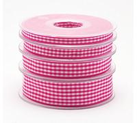 SUPER RIBBONS®™ Full Reel 10mm Quality Gingham Ribbon, 20 Metres on Reel- Hot Pink