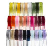 SUPER RIBBONS®™ - Full Reel 10mm Satin Edge Organza Ribbon, 25 Metres on Reel- Gold