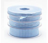 SUPER RIBBONS®™ Full Reel 15mm Quality Gingham Ribbon, 20 Metres on Reel- Baby Blue
