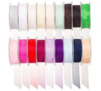 SUPER RIBBONS®™ - Full Reel 15mm Woven Edge Organza Quality Ribbon, 25 Metre on Reel- Green