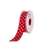 SUPER RIBBONS®™ Full Reel 25mm Polka Dot/Spotty Satin Ribbon, 20 Metres on Reel- Red