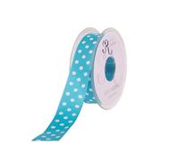 SUPER RIBBONS®™ Full Reel 25mm Polka Dot/Spotty Satin Ribbon, 20 Metres on Reel- Turquoise