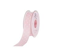 SUPER RIBBONS®™ Full Reel 38mm Polka Dot/Spotty Satin Ribbon, 20 Metres on Reel- Baby Pink