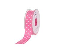 SUPER RIBBONS®™ Full Reel 38mm Polka Dot/Spotty Satin Ribbon, 20 Metres on Reel- Candy Pink