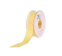 SUPER RIBBONS®™ Full Reel 38mm Polka Dot/Spotty Satin Ribbon, 20 Metres on Reel- Yellow
