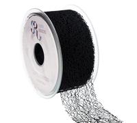 SUPER RIBBONS®™ Full Reel 50mm Burlap Deco Web Lace Net Trimming Jute Mesh Ribbon, 20 Metres on Reel- Black