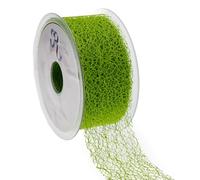 SUPER RIBBONS®™ Full Reel 50mm Burlap Deco Web Lace Net Trimming Jute Mesh Ribbon, 20 Metres on Reel- Green