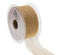 SUPER RIBBONS®™ Full Reel 50mm Burlap Deco Web Lace Net Trimming Jute Mesh Ribbon, 20 Metres on Reel- Natural
