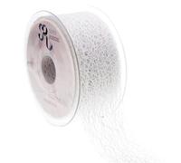 SUPER RIBBONS®™ Full Reel 50mm Burlap Deco Web Lace Net Trimming Jute Mesh Ribbon, 20 Metres on Reel- White