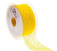 SUPER RIBBONS®™ Full Reel 50mm Burlap Deco Web Lace Net Trimming Jute Mesh Ribbon, 20 Metres on Reel- Yellow