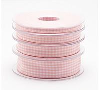 SUPER RIBBONS®™ Full Reel 6mm Quality Gingham Ribbon, 20 Metres on Reel- Baby Pink