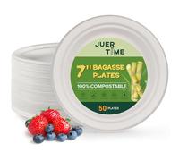 Super Rigid Small Paper Plates - 7 inch Strong Disposable Bagasse Plates - Eco-Friendly, Compostable, Biodegradable - Perfect for Appetizers and Desserts [50 Pack]