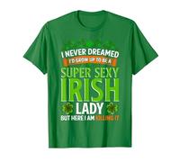 Super Sexy Irish Lady Funny Women St Patrick's Day T-Shirt, Men, Kelly Green, Medium