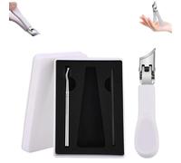 Super Sharp Oblique Nail Clippers, Splashproof 25° Beveled Edge Nail Clippers 3-Piece Set, Wide Jaw Opening Anti-Splash Slanted Nail Clipper,Eagle Beak Beveled Nail Clipper for Thick Nails (White)