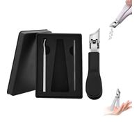 Super Sharp Oblique Nail Clippers, Three Sets of Eagle Beak Beveled Nail Clippers, Wide Jaw Opening Anti-Splash Slanted Nail Clipper, for Ingrown Nails (Black-a)