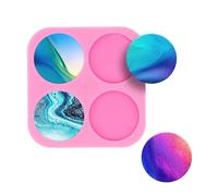 Super Shiny 1.5 Inch Silicone Mold for DIY Round Circle Phone Grip, 4-Cavity Mould for Epoxy Resin Casting, Jewelry Making, Badge Reel