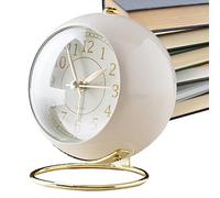 Super Silent Battery Alarm Clock With Night Light - Non Ticking Small Bedside Clock for Bedroom - Retro Analogue Simple Design