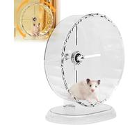 Super Silent Hamster Wheel, 24cm Acrylic Hamster Exercise Wheel with Adjustable Stand, Dual-Bearing, Transparent Dwarf Wheel for Dwarf Syrian Hamsters Gerbils Rats Or Other Small Animals (24cm)