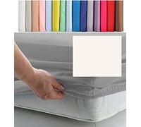 SUPER SINGLE EXTRA WIDE FITTED SHEET 42" x 75" (3' 6" x 6' 3") 300 Thread Count Percale Material (Cream, 15" Depth)
