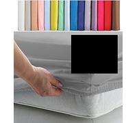 SUPER SINGLE EXTRA WIDE FITTED SHEET 42" x 75" (3' 6" x 6' 3") SUPER SINGLE EXTRA WIDE FITTED SHEET 42" x 75" (3' 6" x 6' 3") 300 Thread Count Percale Material (Black, 10" Depth)